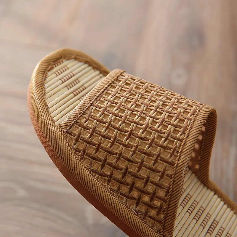 Men Women Shoes Bamboo Rattan Grass Summer Home Lovers Straw Mat Slippers Indoor Softwood Floor Home Sandals Pantoufle Homme