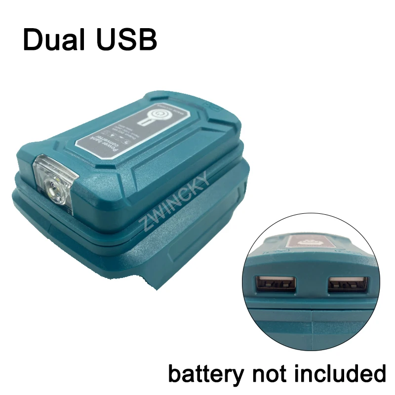 Für Makita/HongSong/BoDa/FoGo 18V Li-Ionen-Akku-Adapter mit LED-Lampe Taschenlampe Dual USB Typ C Handy-Ladegerät – Detail 7