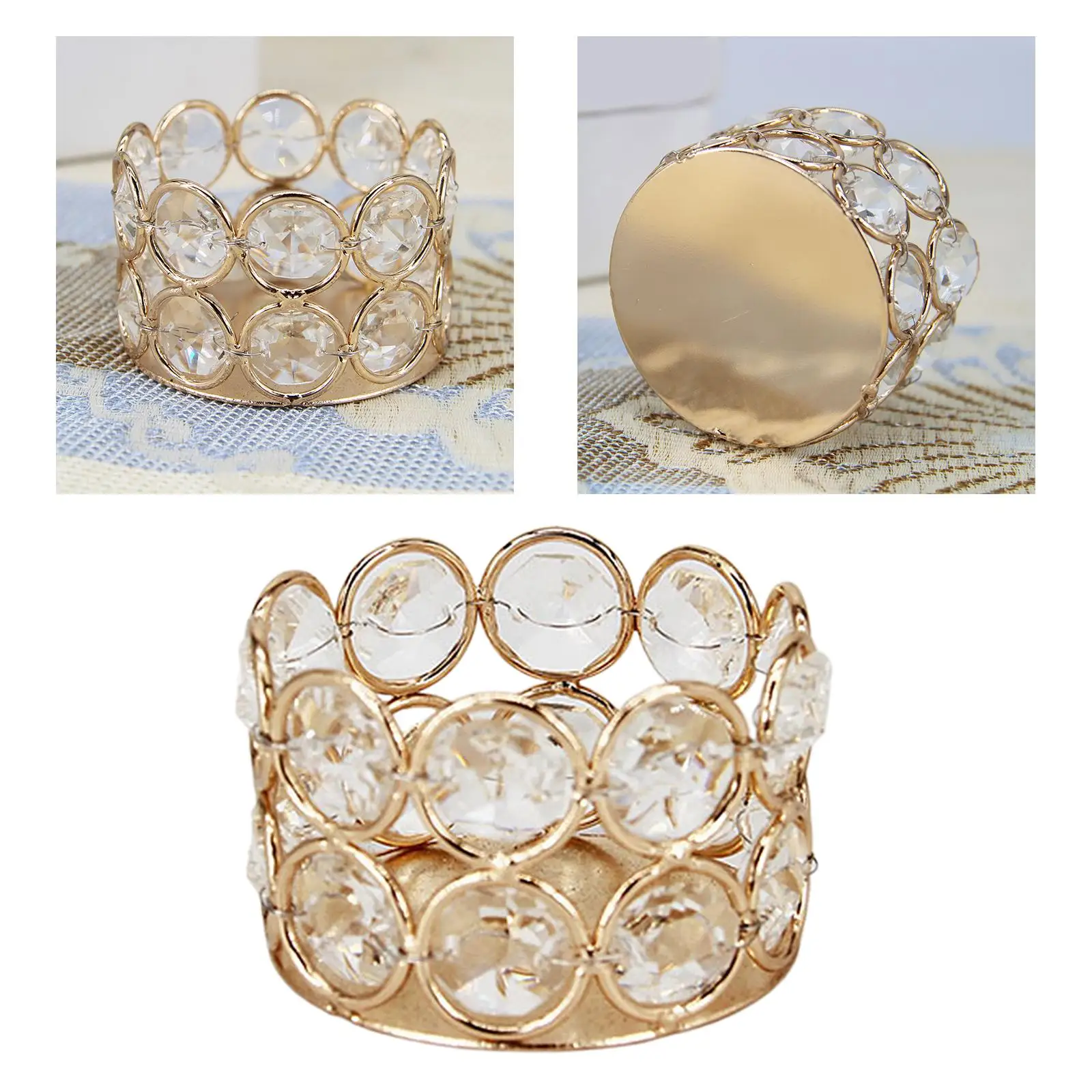 1Pc Gold Crystal Candle Holders Candle Lantern Pencil Container Makeup Brush Holder Wedding Party Centerpiece Home Decor
