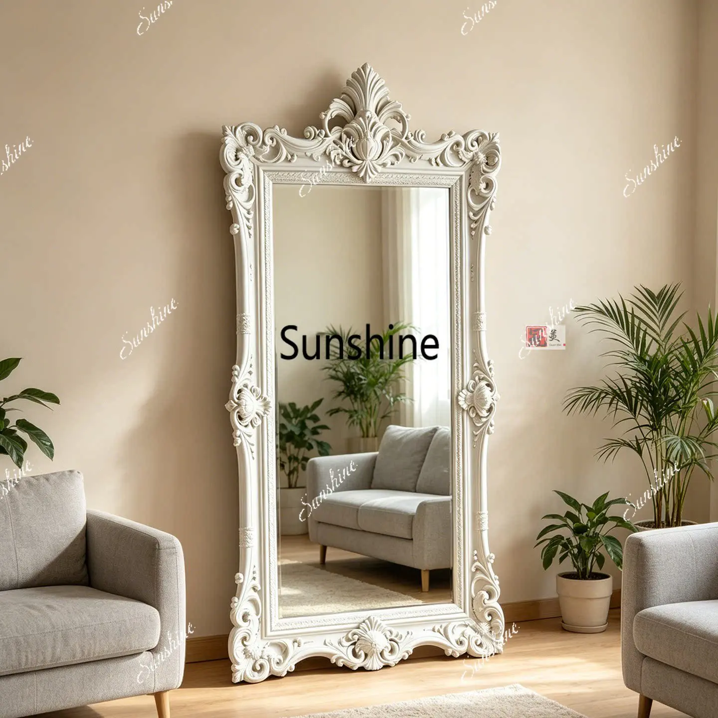 American retro floor mirror clothing store simple fitting mirror