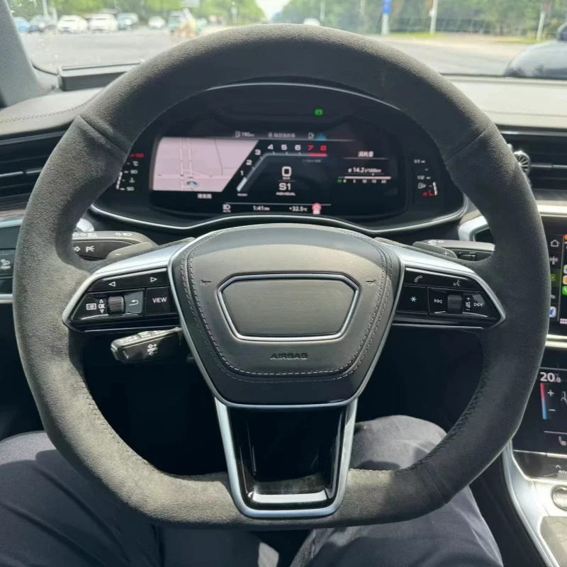 

Плетеный чехол на руль автомобиля, ручное шитье, противоскользящая замшевая кожа для Audi A6 (C8) Avant Allroad A7 (K8) 2018-2019 S7