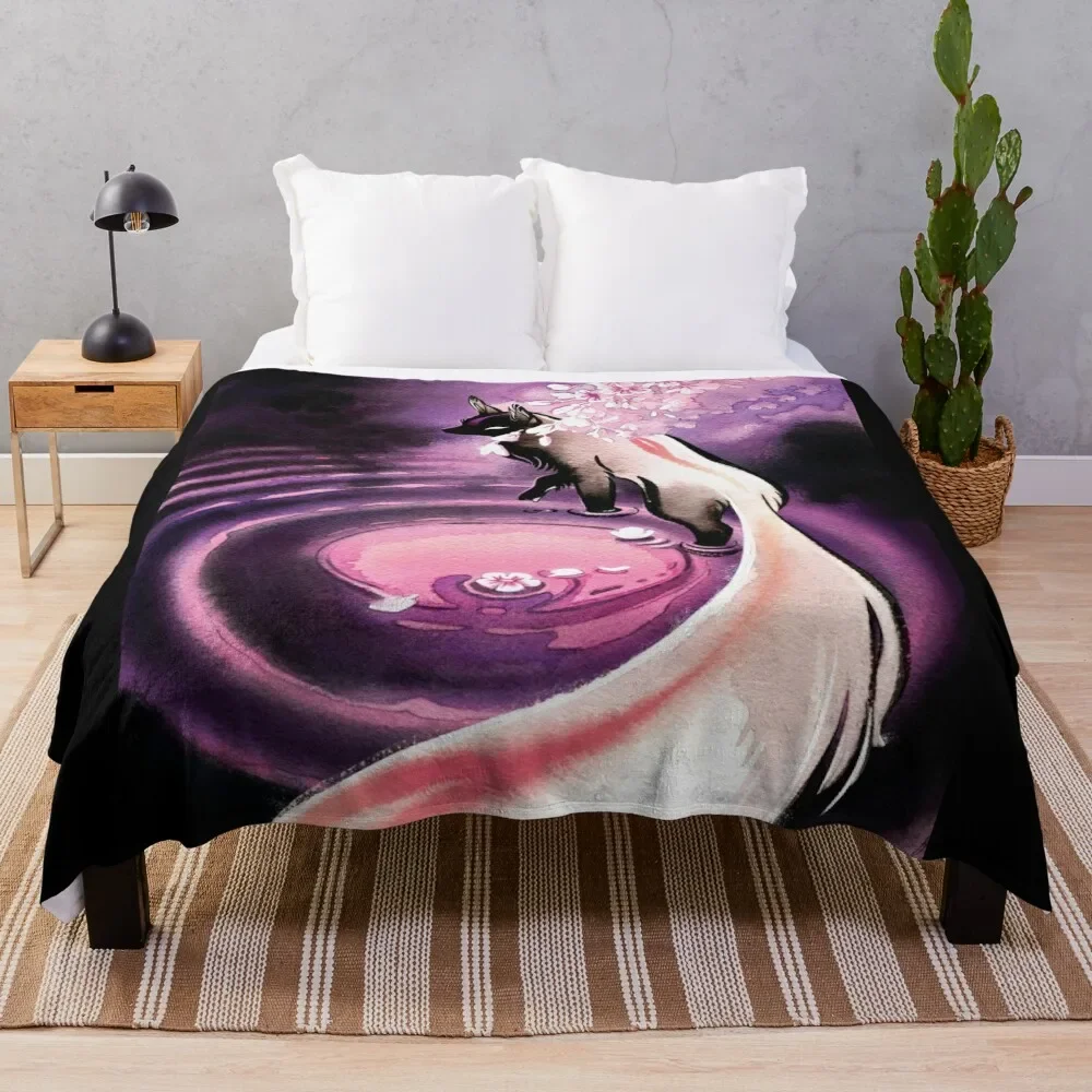 

Rose Moon Sakura Blossom Fox Throw Blanket Blankets Sofas Of Decoration Travel Summer Blankets