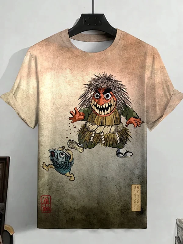

2025 Vintage T Shirt Men Women Japanese Samurai Cat 3d Printed Tshirts Street Casual Retro Style Funny Shirt Top Tee Men Clothes