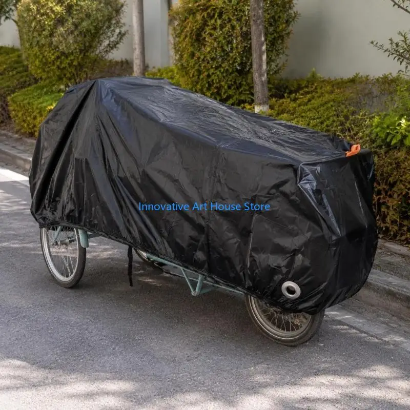 E1PC Cargo Bike Cover for Outdoor Storage, Adult 3-Wheel Bike Cover with Long Full Coverage, 420D Shell, Lower-Edge Elastic