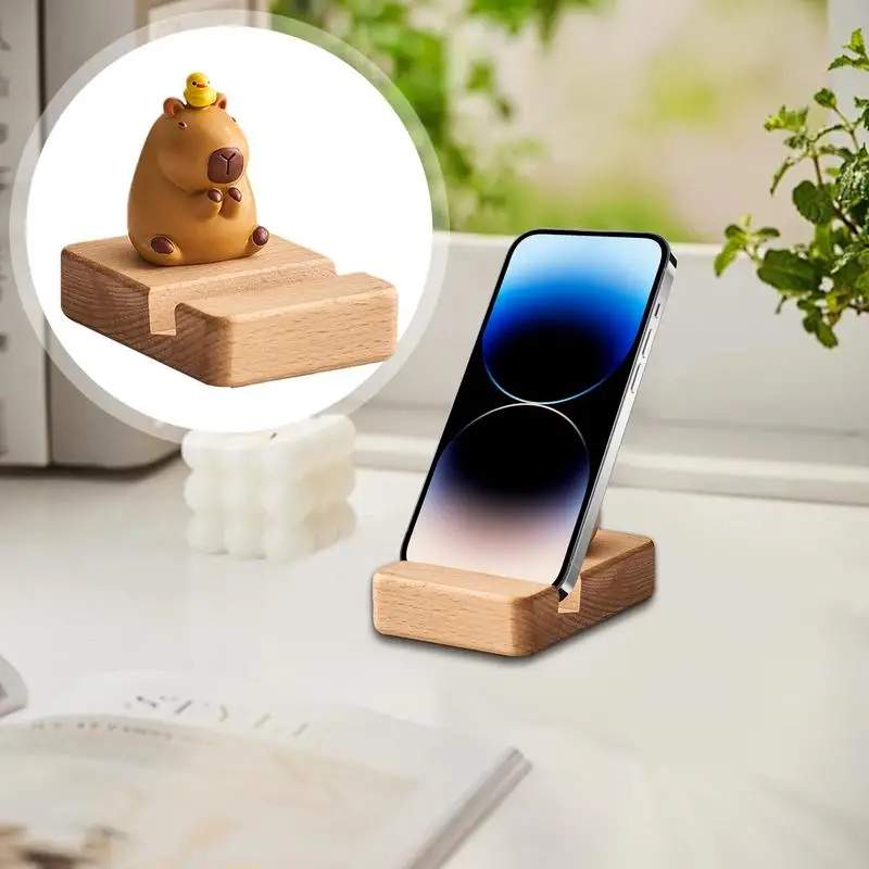 Wood Phone Stand Cute Exquisite Phone Stand With Capybara-Shaped Airplane Phone Holder Wooden Mobile Phone Stand For Desk