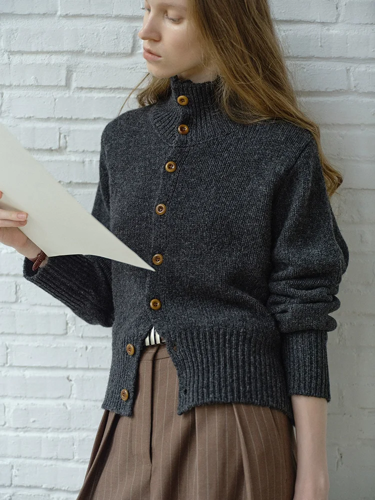 Faionable Long Sve Camere Maglieria da donna Allentata Casual Confortevole Morbido maglione invernale Design con bottoni Sle coreano