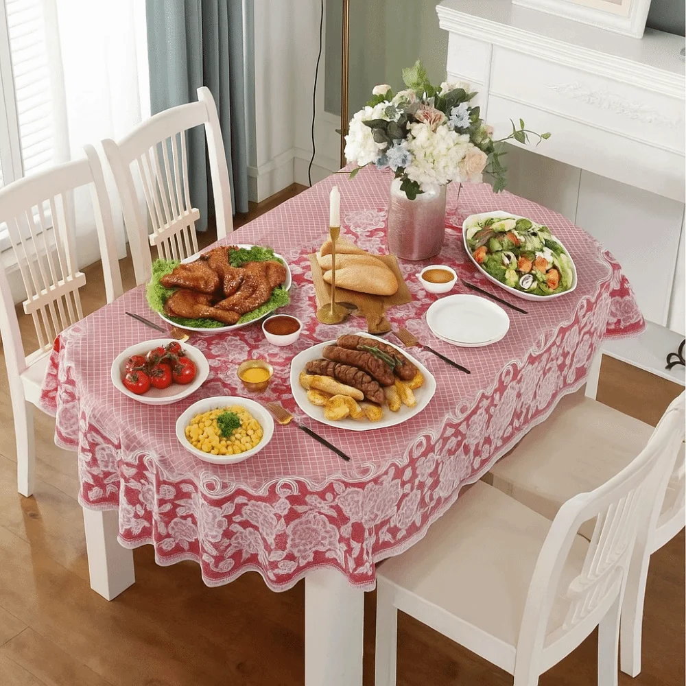 

Waterproof Oval Tablecloth Embroidered Oil Resistant Printed Tablecloth Anti-Scald Oil-proof Table Mat Household
