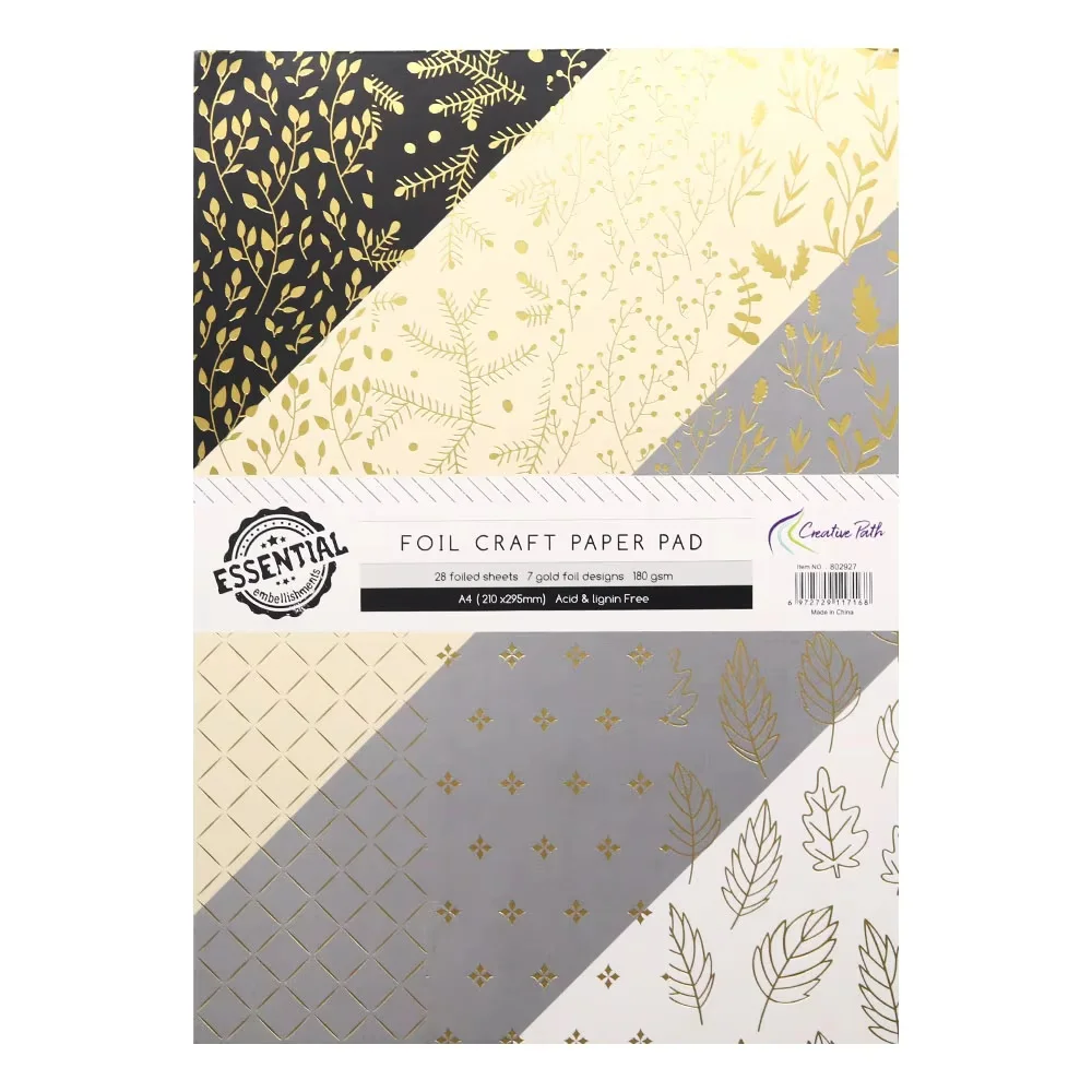 Creatieve Path A4 Goudbladblaadjes Getextureerd Decoratief Scrapbooking Papier Goud Zilver Folie Knutselpapier Blok Voor Planner Journaling