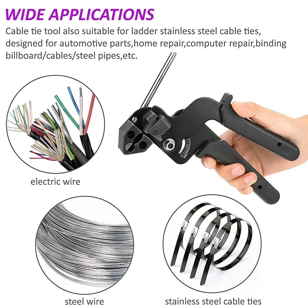 Self-locking Cable Ties Fasten Pliers Stainless Steel Crimper Tensioner Cutting Hand Tools Metal Zip Ties Gun for Cable Ties