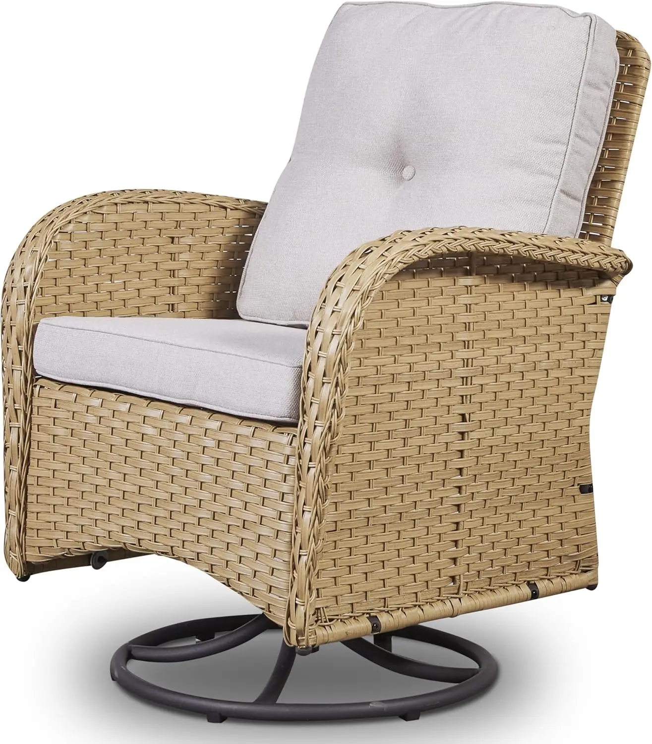 

Садовые кресла-качалки из искусственного ротанга, уличные вращающиеся кресла-качалки с подушками для веранды, террасы, балкона, желтый/бежевый цвет