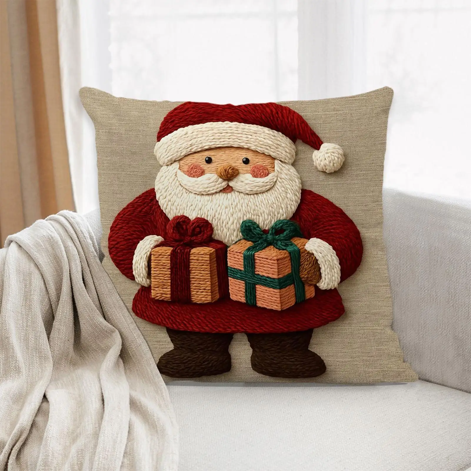 Christmas Pillow Covers 4 Pieces Linen Holiday Decor Soft Christmas Throw Pillow Covers 18x18 for Couch Chair Bedroom Living
