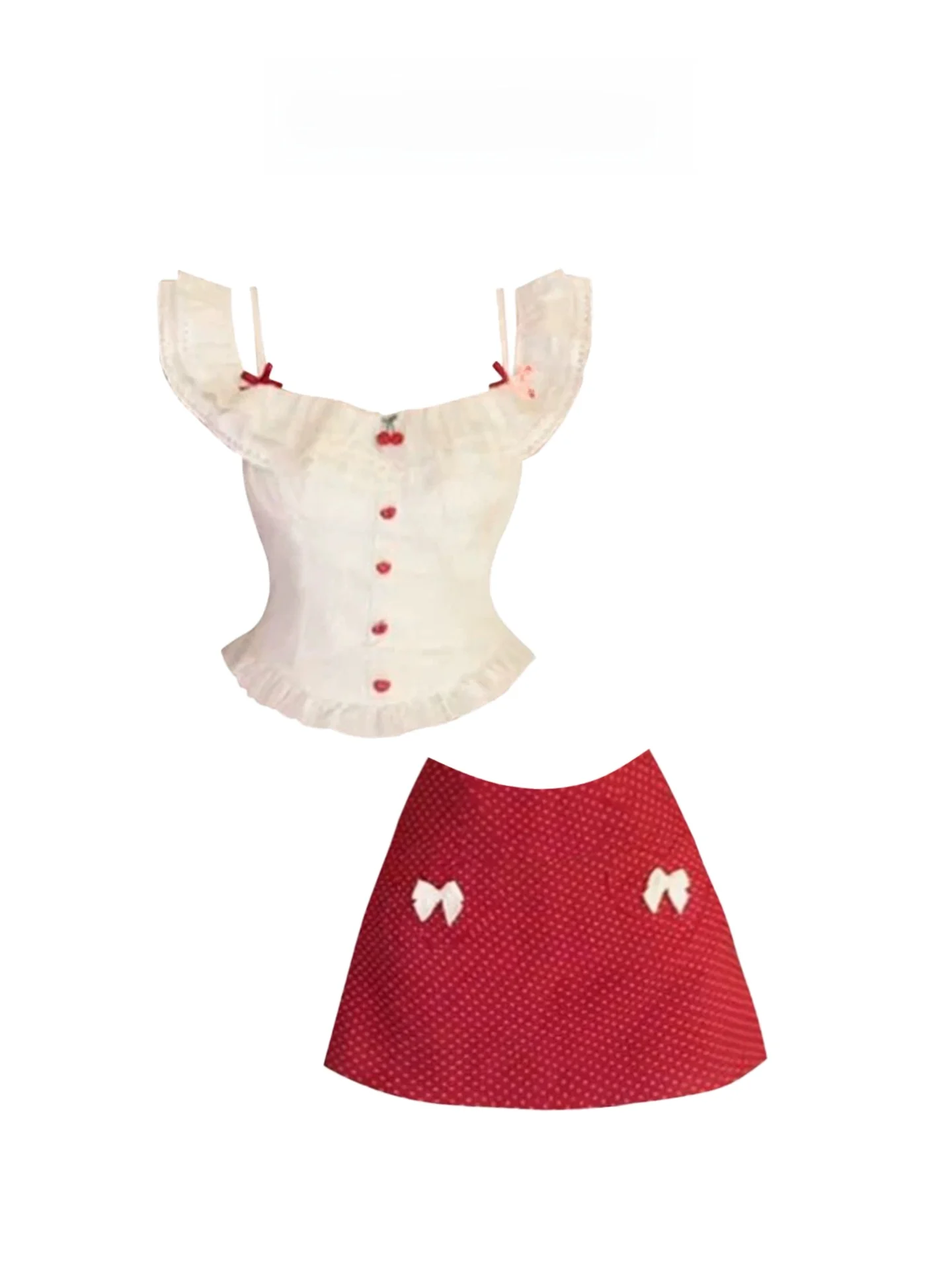 

Sweet Summer Polka Dot Knot ter Ne Piece Swimsuit plus Size Women's Faion Design A-Line Skirt Set