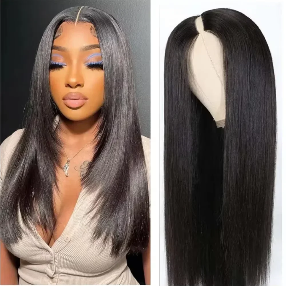 

200% Density V Part Wigs 100% Human Hair Bone Straight Hair Wigs Natural Colored Brazilian Wigs On Sale Wig For Women 18 32 Inch