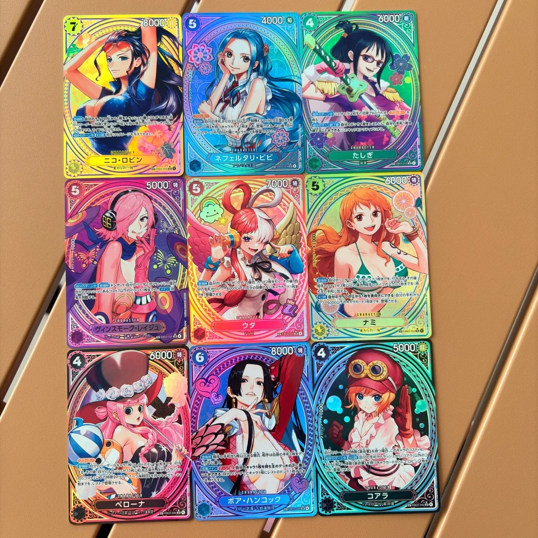 One Piece Japanese EB03 Vinsmoke Reiju Nico Robin Diy Folding Flash Card Anime Perona Boa Hancock Nami Uta Game Collection Card