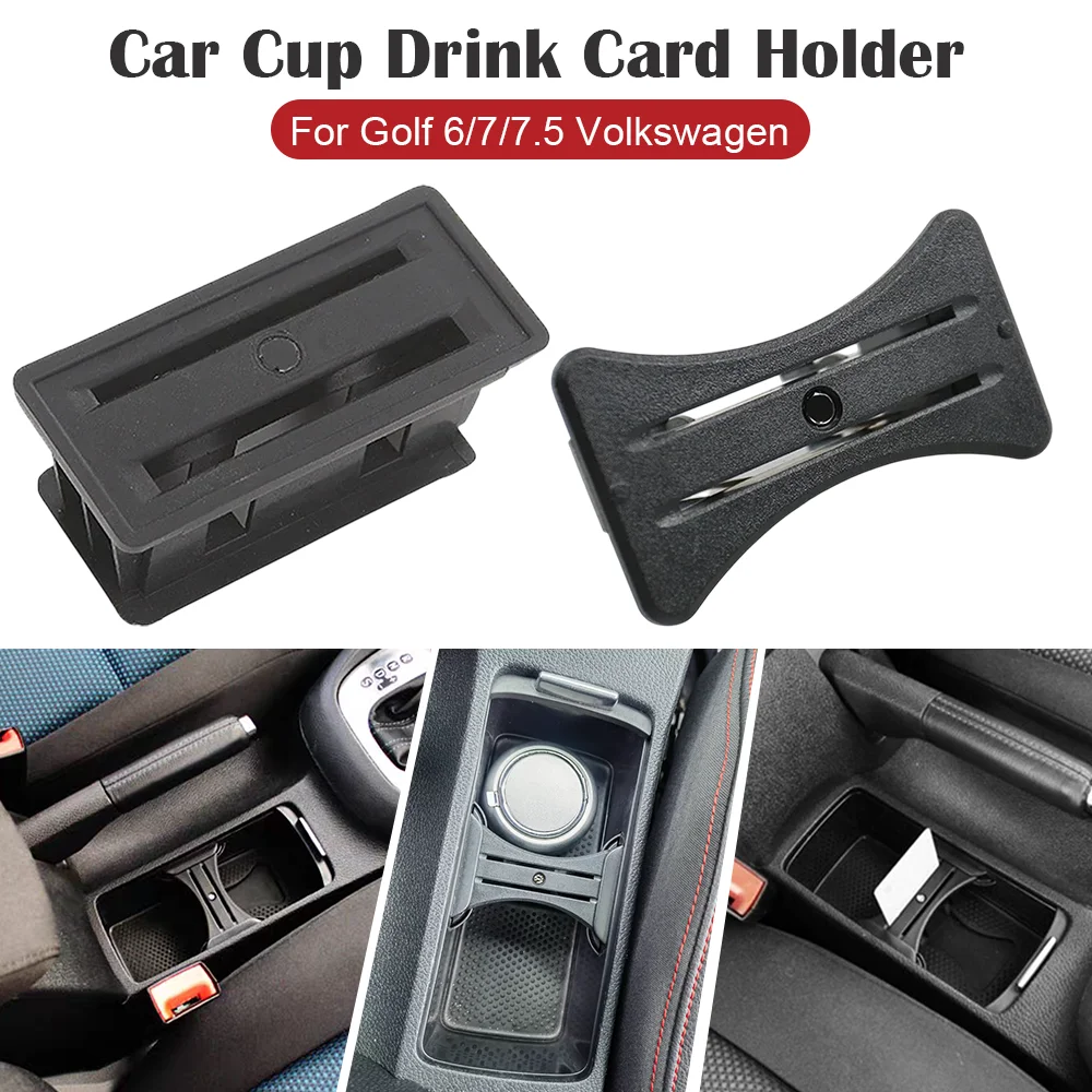 

Car Water Cup Holder Automobiles Card Coin Slot for VW Golf 6 7 7.5 GTI R20 Anti Scratch Cup Mount Organizer Storage Box
