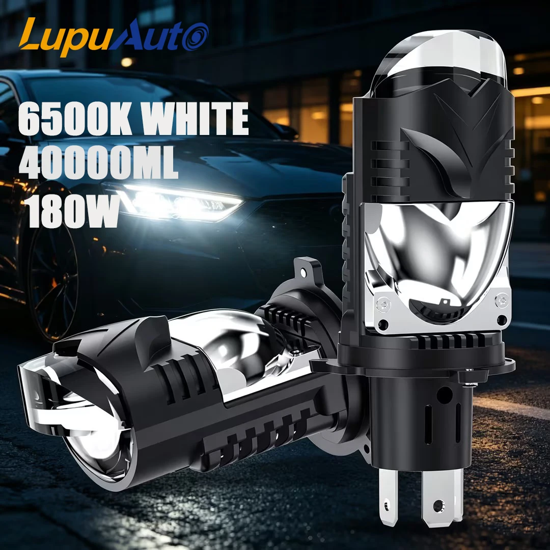 

Светодиодные линзованные лампы H4 для фар автомобиля, 40000 лм, мини Bi-LED, мощные 180 Вт, ближний/дальний свет, для авто и мотоциклов, Plug&Play, 6500K