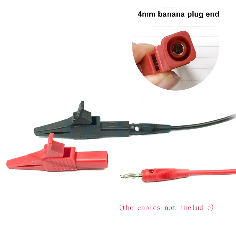 red black 1000V 32A crocodile clips full insulated copper alligator clip clamp test lead 4mm banana plug end