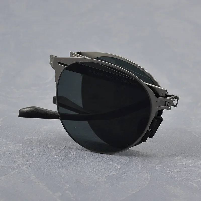New Round Lightweight Folding Sunglasses for Men Alloy Outdoor Fashion Car Driving Fishing Retro Polarized SUN GLASSES UV400 image 3