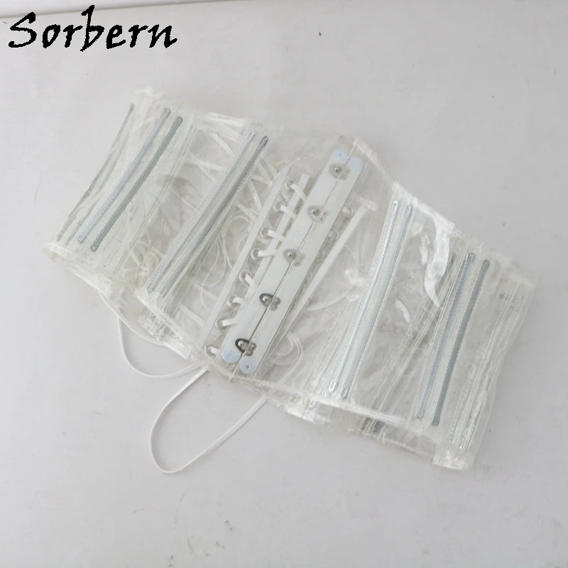 Sorbern ชุดคอร์เซ็ตเหล็กรัดเอวสำหรับผู้หญิงทรงสลิมฟิตเซ็กซี่ทำจาก PVC โปร่งใสปรับแต่งได้