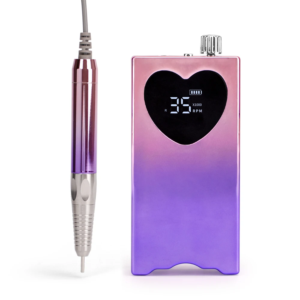 Gradient Purple Brushless 35000rpm Efile Strong Power Rechargeable Portable Nail Drilling Machine with Power Charging Station