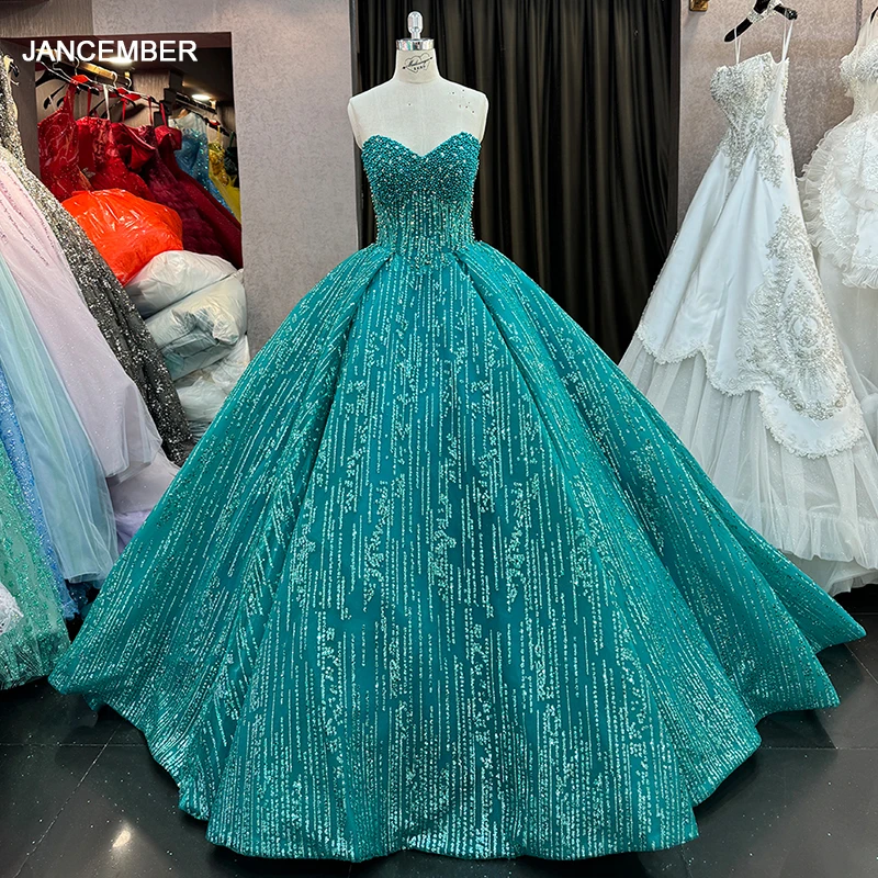 

Jancember Exquisite Popular Design Quinceanera Dresses 2024 Ball Gown Sequins Strapless Court Train Beading Bar Mitzvah DY6631