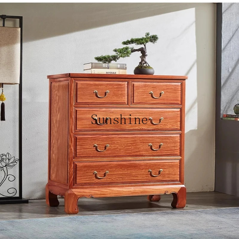 

Mahogany Burmese Flower Drawer Cabinet Fragrant Flower Pear Big Fruit Red Sandalwood Multi-drawer Locker