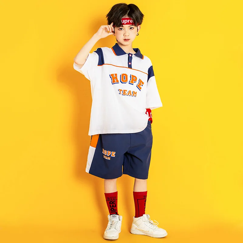 Roupas de meninas hip hop roupas de dança de rua meninos retalhos moletom casual calças de carga conjunto crianças jazz dança palco traje