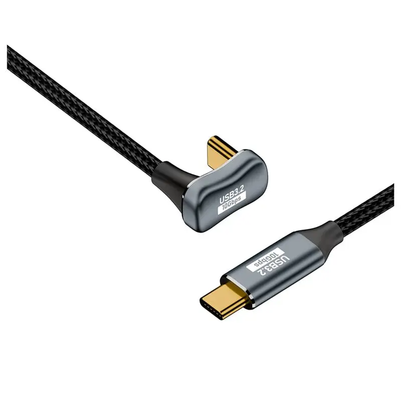 ABKN-PD 100W USB C To Type C Elbow OTG Data Cord Cable USB 3.2 Gen 2 10Gbps Data Sync 5A Power Delivery 4K60hz