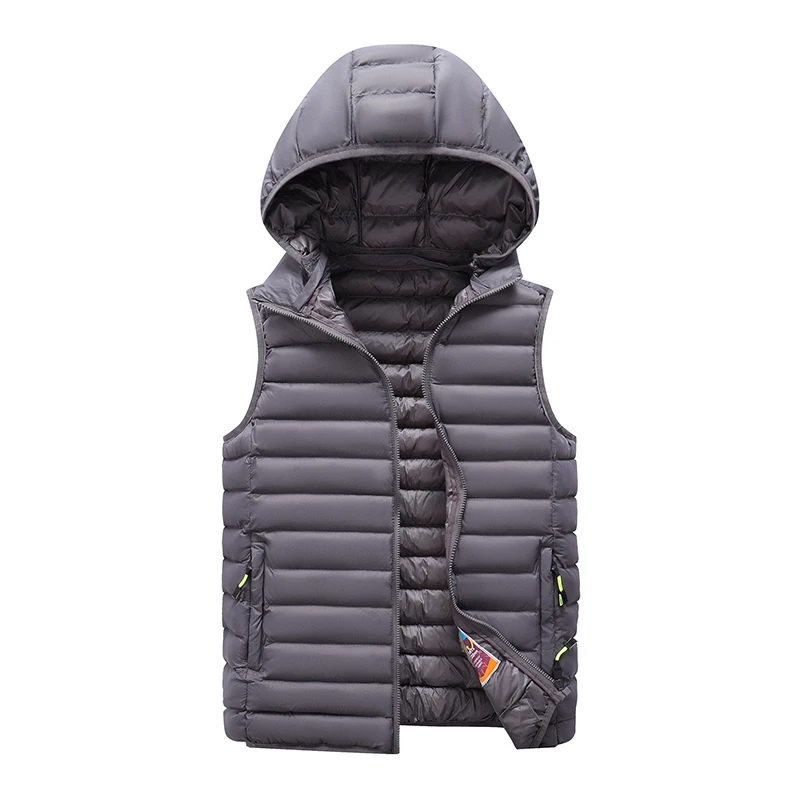 Vest Men Spring Autumn Men's Fashion Zipper Hooded Warm Vests Casual Sports Stand Collar Sleeveless Jacket Men Winter Down Vest