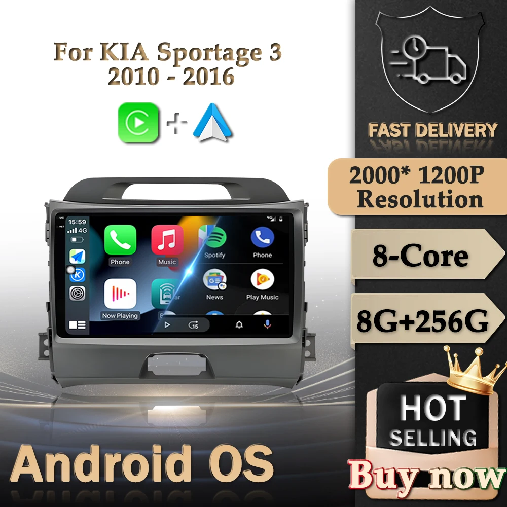 

9 '' Android OS Car Radio for KIA Sportage 3 2010 - 2016 Multimedia Stereo Player Wireless Carplay GPS Navi WiFi BT No 2 din 4G