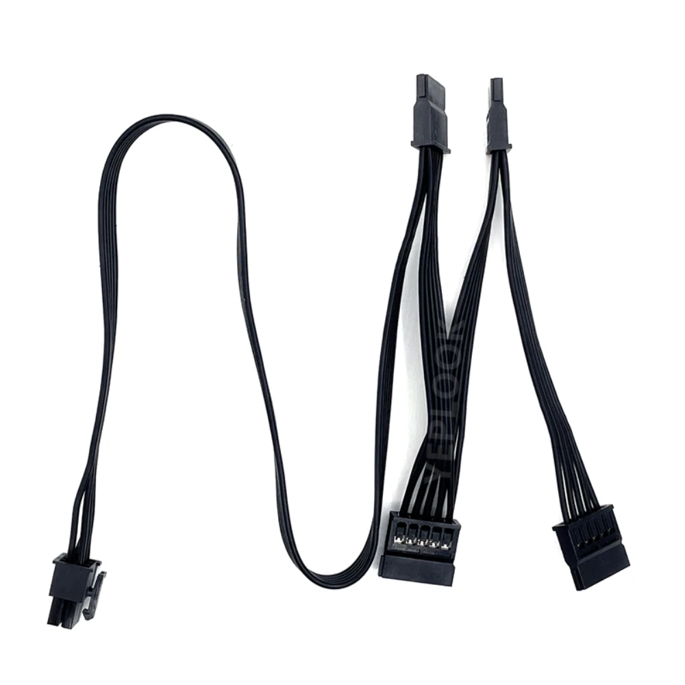 6Pin to 4x SATA Straight, HDD SSD Power Cable for Corsair RM750e, RM850e, RM1000e, RM1200e Modular Power, 50+15+15+15CM 18AWG