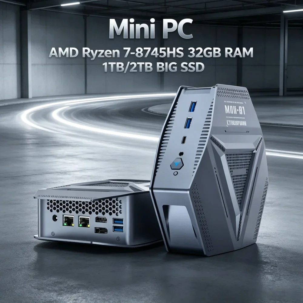 

Gaming Mini PC AMD Ryzen 7 8745HS 2DDR5 WIFI6 Type-C HD DP Desktop Office/Home PC 4USB3.2 22.5G LAN Windows11