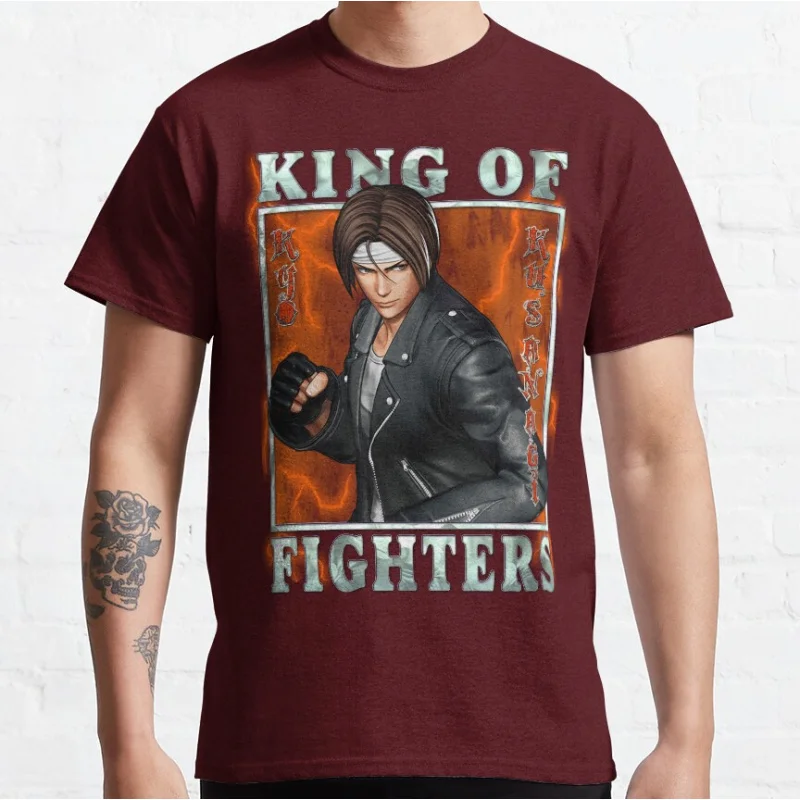 King of Fighters XV - Cleansing Fire Kyo Kusanagi KOF 80s Video game Retro fighting videogames T-shirt Large size Adult Tops