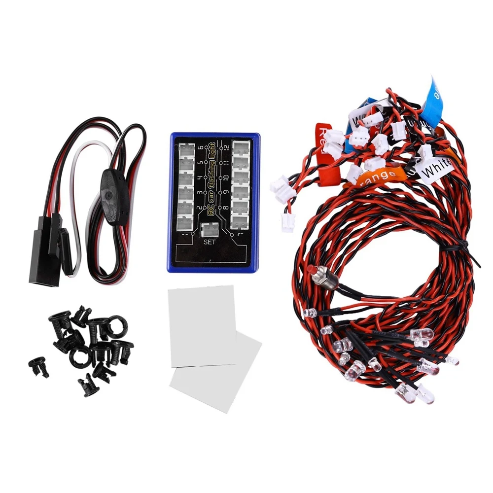 AS96-12 LED Flashing Bright Light Strobe Lamps Kit System For 1/10 1/8 TAMIYA Axial SCX10 Traxxas TRX4 RC Crawler Dift Car