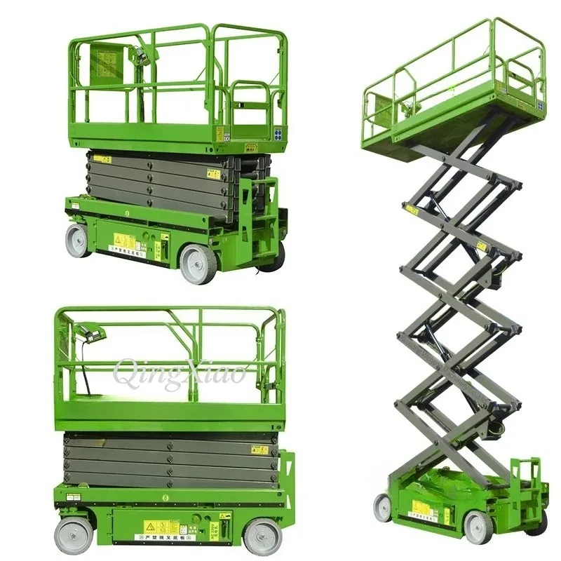 FOB Wheeled Heavy Duty Automatic Scissor Lift Table Hydraulic Mobile Elevated Work Platform For Large Scale Construction