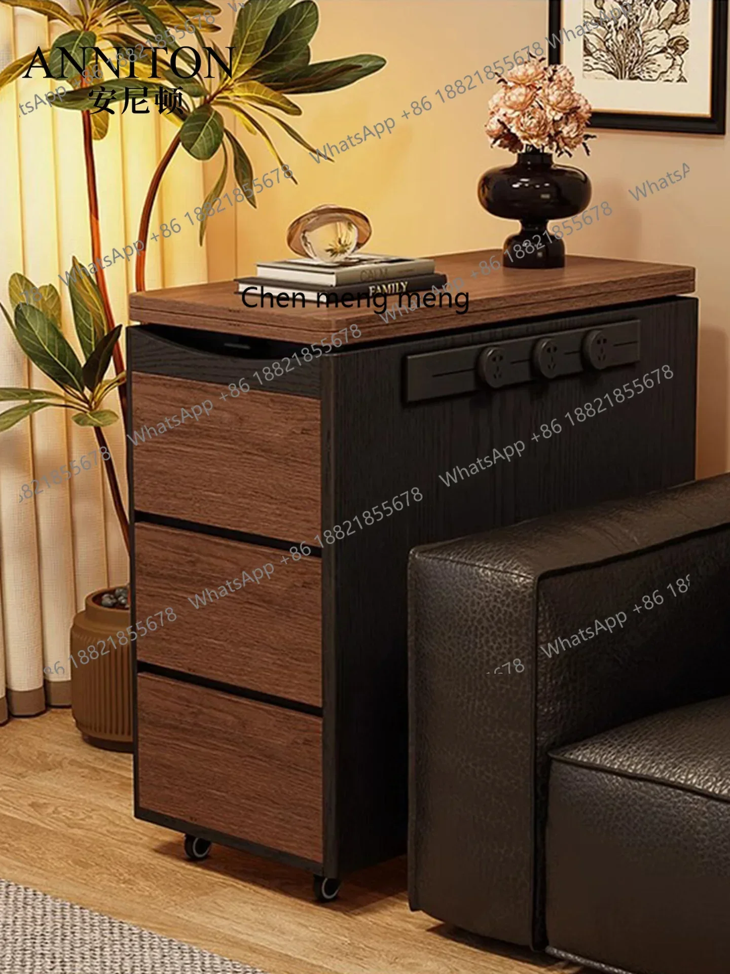 ZJMovable small apartment ultra-narrow separate island cabinet liftable folding side locker