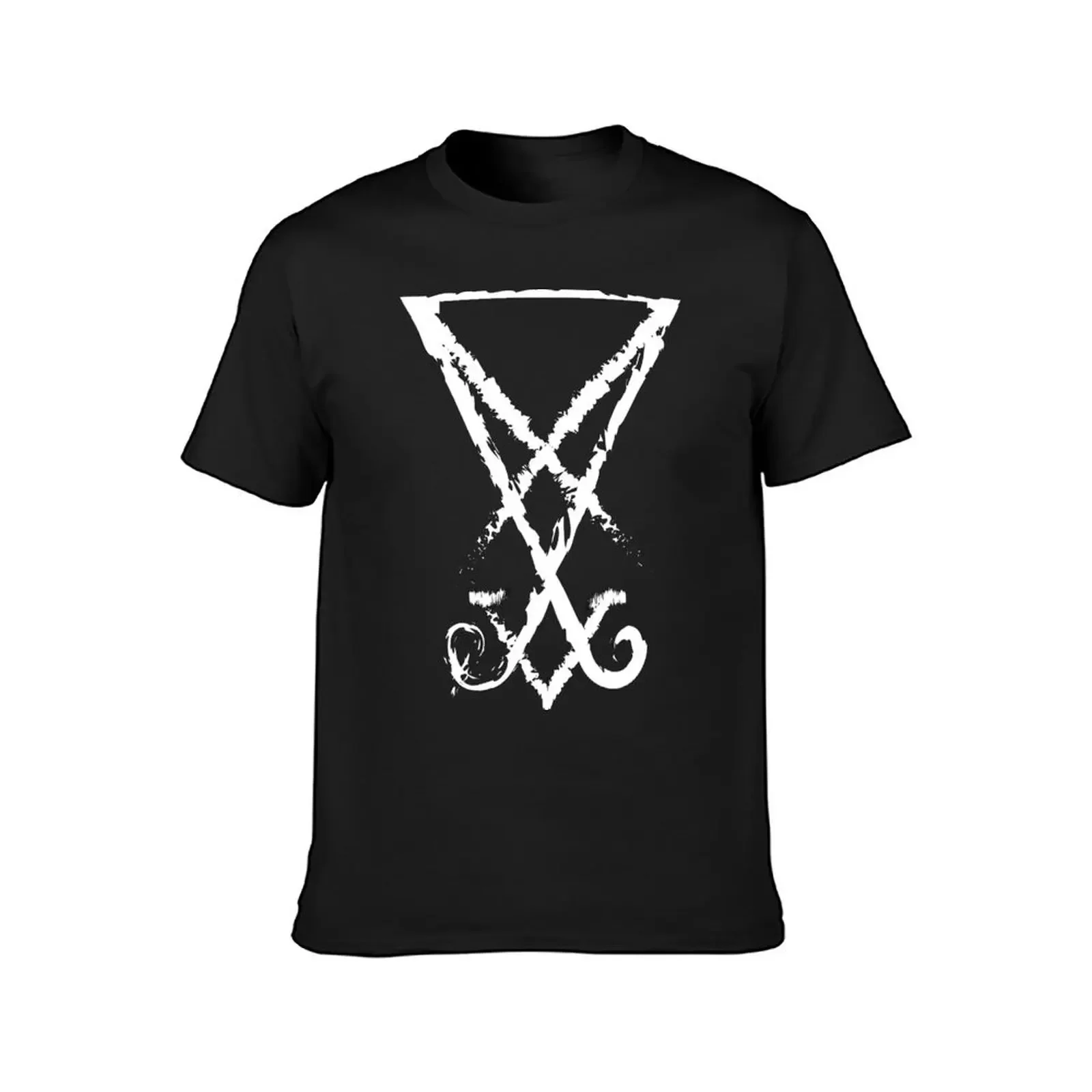 Sigil Of Lucifer - Blurred White T-Shirt plain cheap stuff shirts graphic tee men