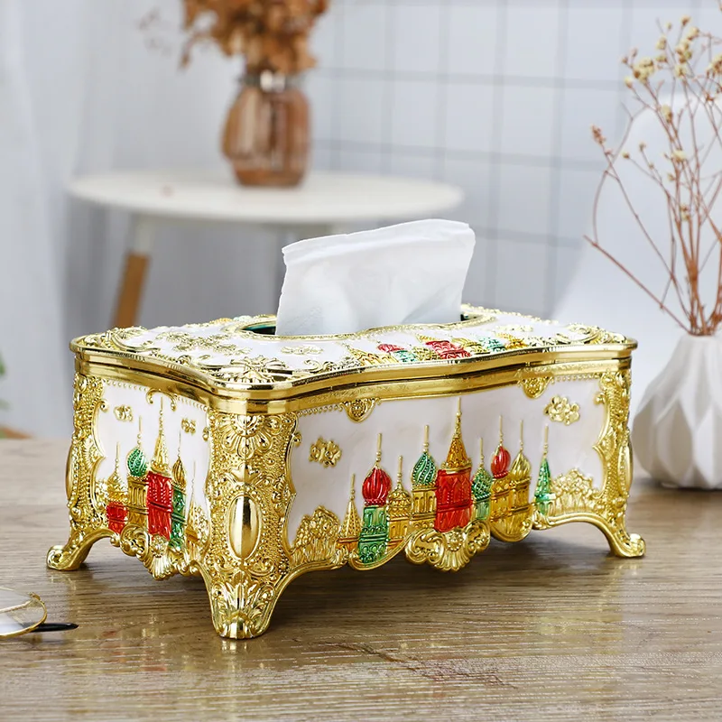 Creative European-style castle tissue holder storage box retro acrylic paper box high-end cafe home kitchen fashion paper box