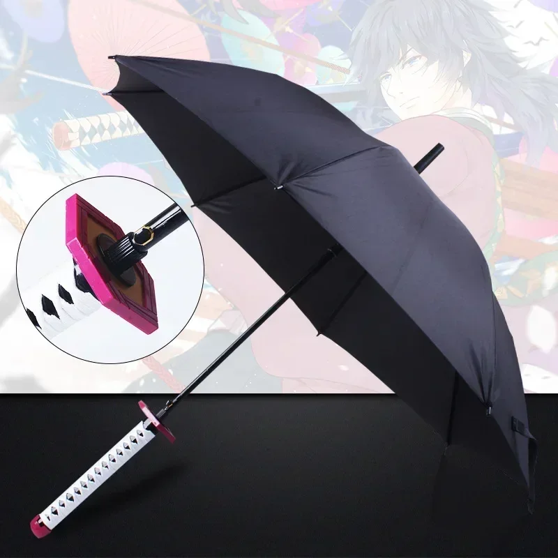 Creative Samurai Long Handle Sword Umbrella,Anime Beach Umbrella,Strong Windproof Sun Rain Straight Tube for Business Men Gifts