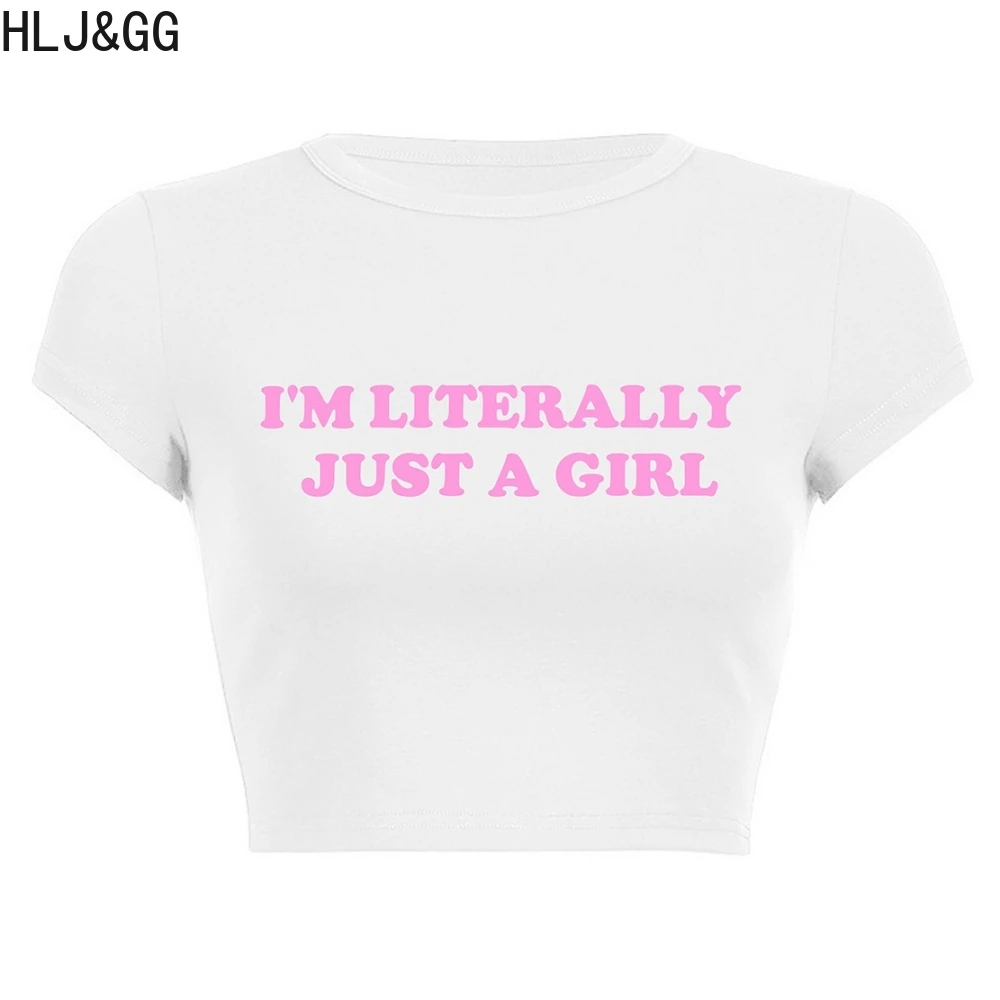 طقم مكون من قطعتين مطبوع عليه حروف Y2K من HLJ&GG تريند للسيدات برقبة دائرية وأكمام قصيرة وتنانير قصيرة من فراء الفهد ملابس خروج