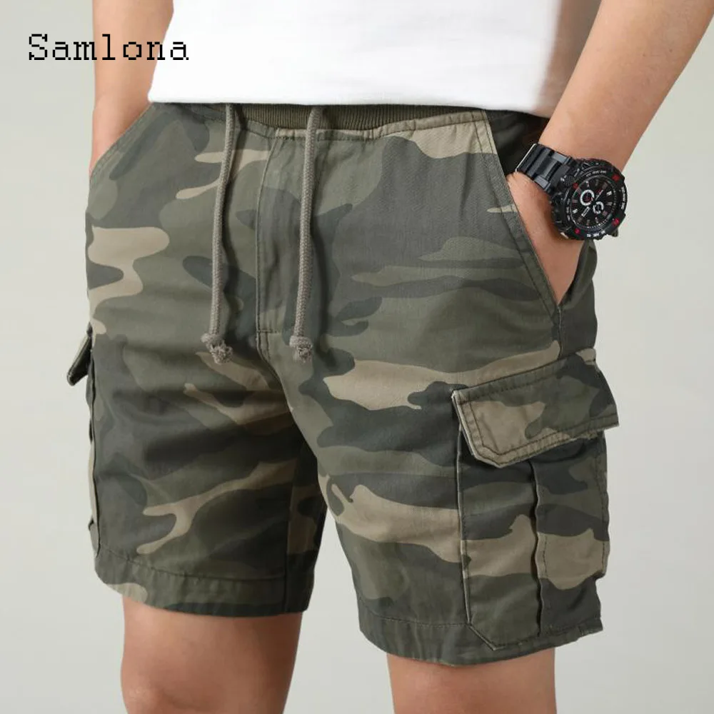 2024 Stylish simplicity Men Fashion Cargo Shorts Men's Elastic Waist Bottom Casual Classic Multi-Pocket Simple Basic Shorts New