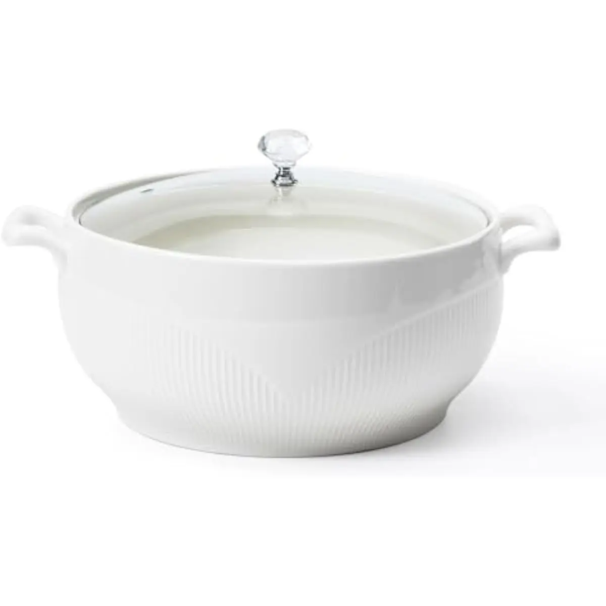 3.5L Large Ceramic Soup Tureen with Lid and Two Handles, Porcelain Serving Bowl Microwave Dishwasher Oven Safe for Home Kitchen