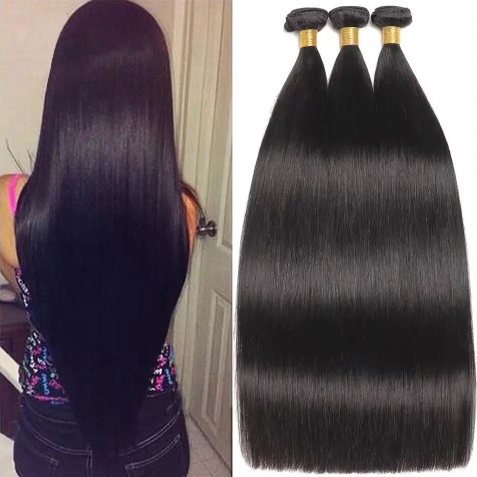 10A Straight Bundles Human Hair (22 24 26 28 Inches, Straight 2/3/4 Bundles) 100% Unprocessed Brazilian