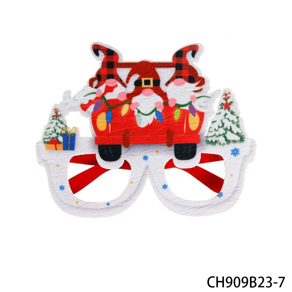 PESENAR Lunettes festives pour camion rouge Gnome de Noël avec arbre de Noël et lumières - Accessoire pour cabine photo de fête de vacances"