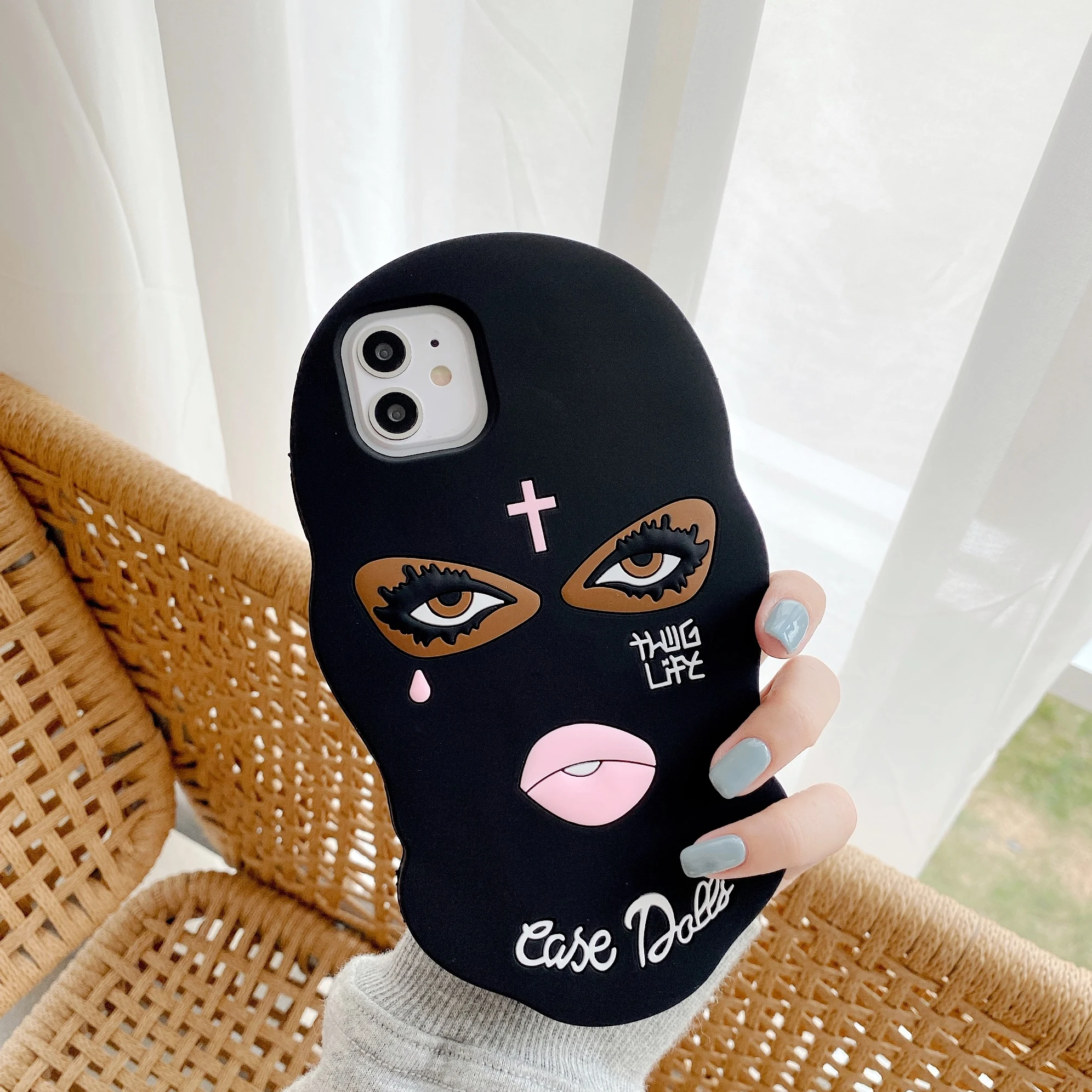 Cartoon Cute black women Phone Case For iPhone16 15 14 13 12 11ProMax mini  plus widow Silicone Soft Anti-drop protective Cover