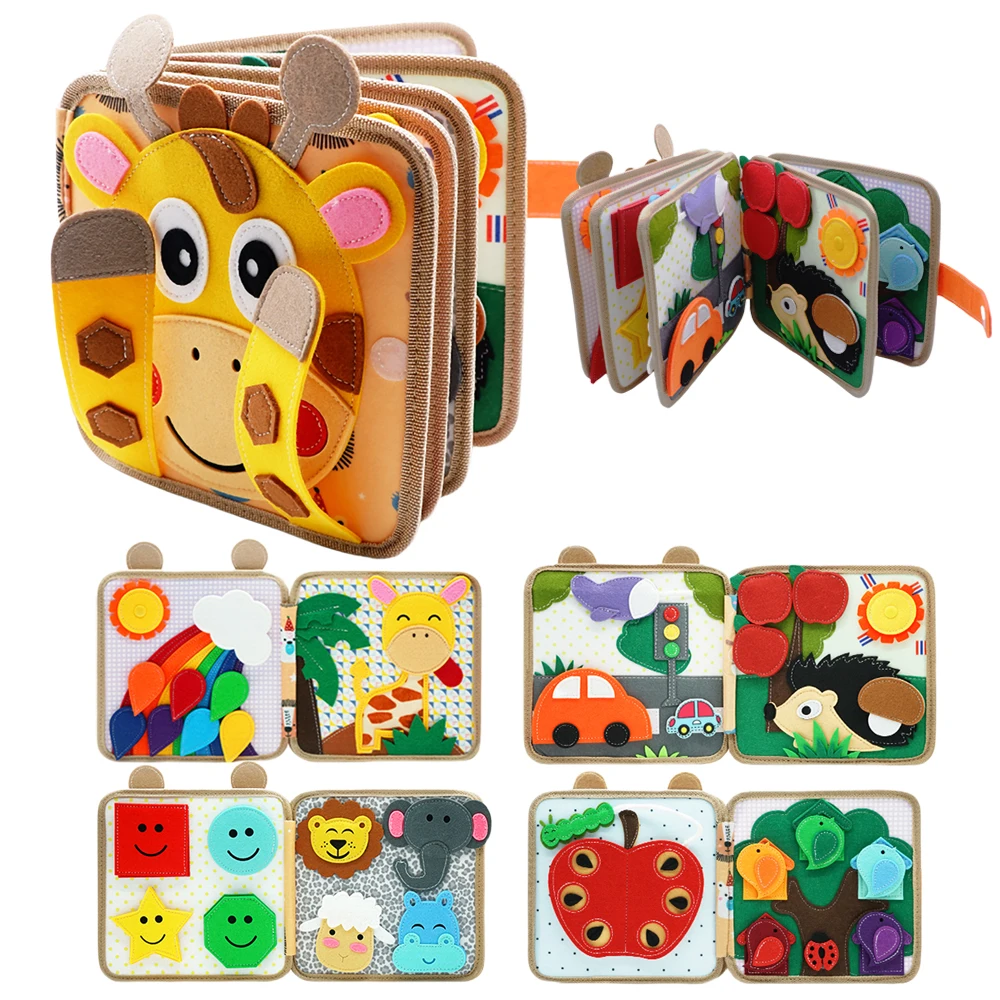 Montessori Farm Quiet Busy Book Soft 3D Cloth Book Baby Sensory Toy Infant Early Cognitive Educational Life Skills Learning Book