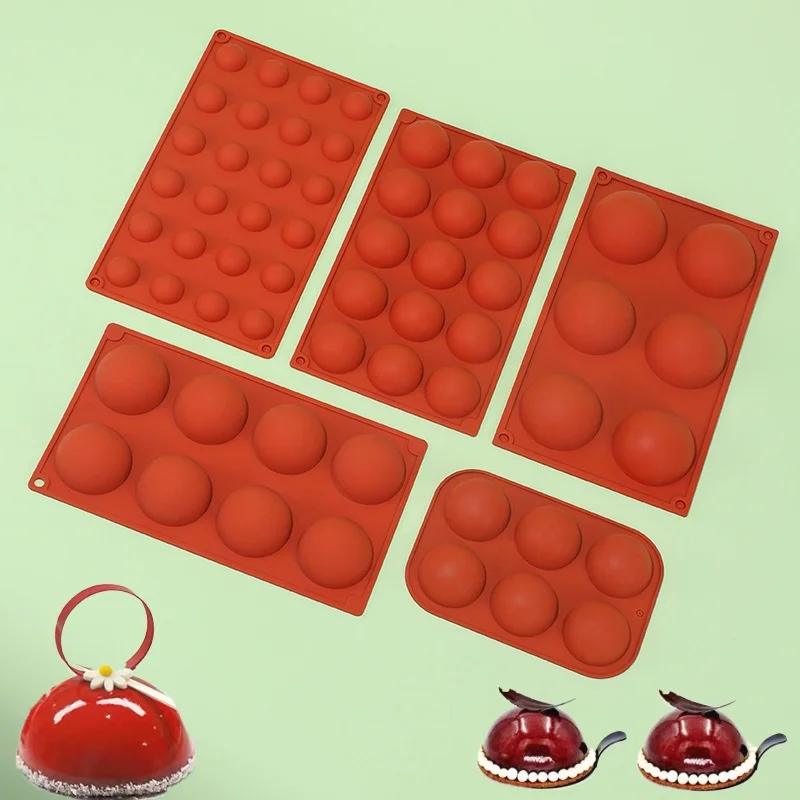 DIY 24/15/8/6 Holes Half Ball Sphere Round Silicone Mold 3D Brownie Pudding Mousse Chocolate Dessert Baking Cake Decoration Tool