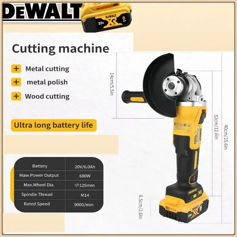 Dewalt DCG406 20V (125mm, M14) - Rettificatrice angolare wireless ad alte prestazioni senza spazzole - Eccezionale taglio e lucidatura