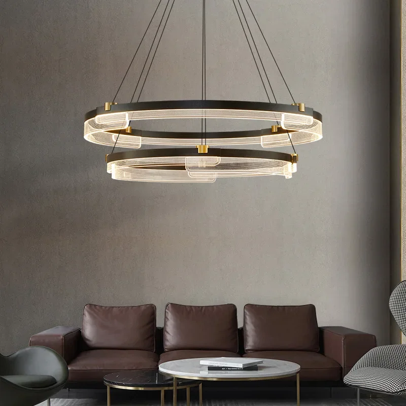 Minimalist LED Pendant Lamp Designer Light Luxury Ring Chandelier Suspended Light Luminaries Villa Bedroom Parlor Restaurant