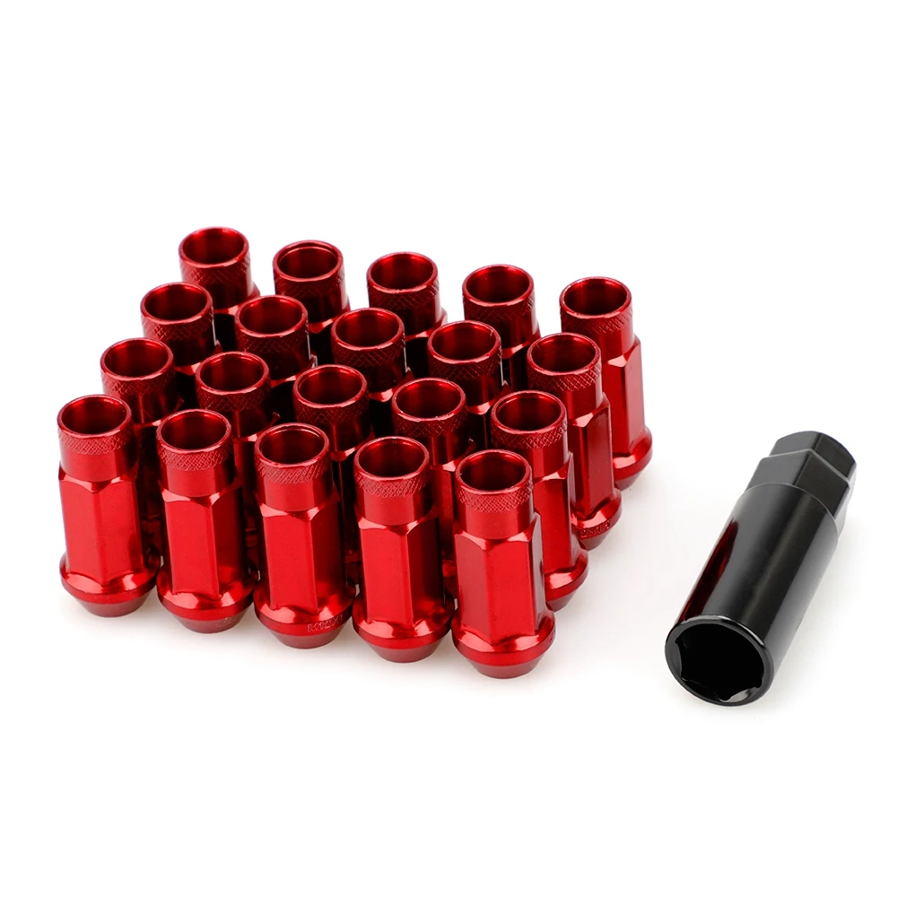 20PCS Steel Car Modification Wheel Nuts Lug Nuts Bolts M12X1.5 M12X12.5 for Red